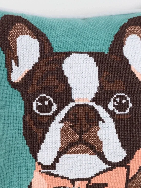 Anthropologie Arden Cotton Needlepoint Animal Pillow - Picture 3 of 3